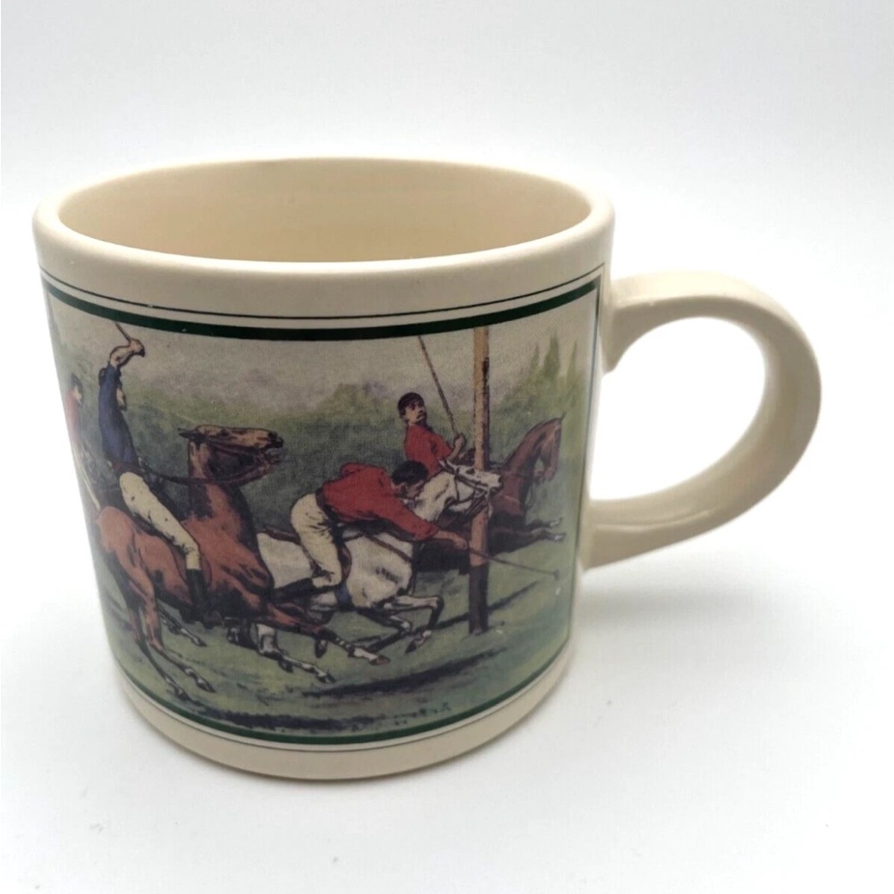 Vintage Ralph Lauren Polo Match Coffee Mug 12oz  Equestrian Horses Retro Cup